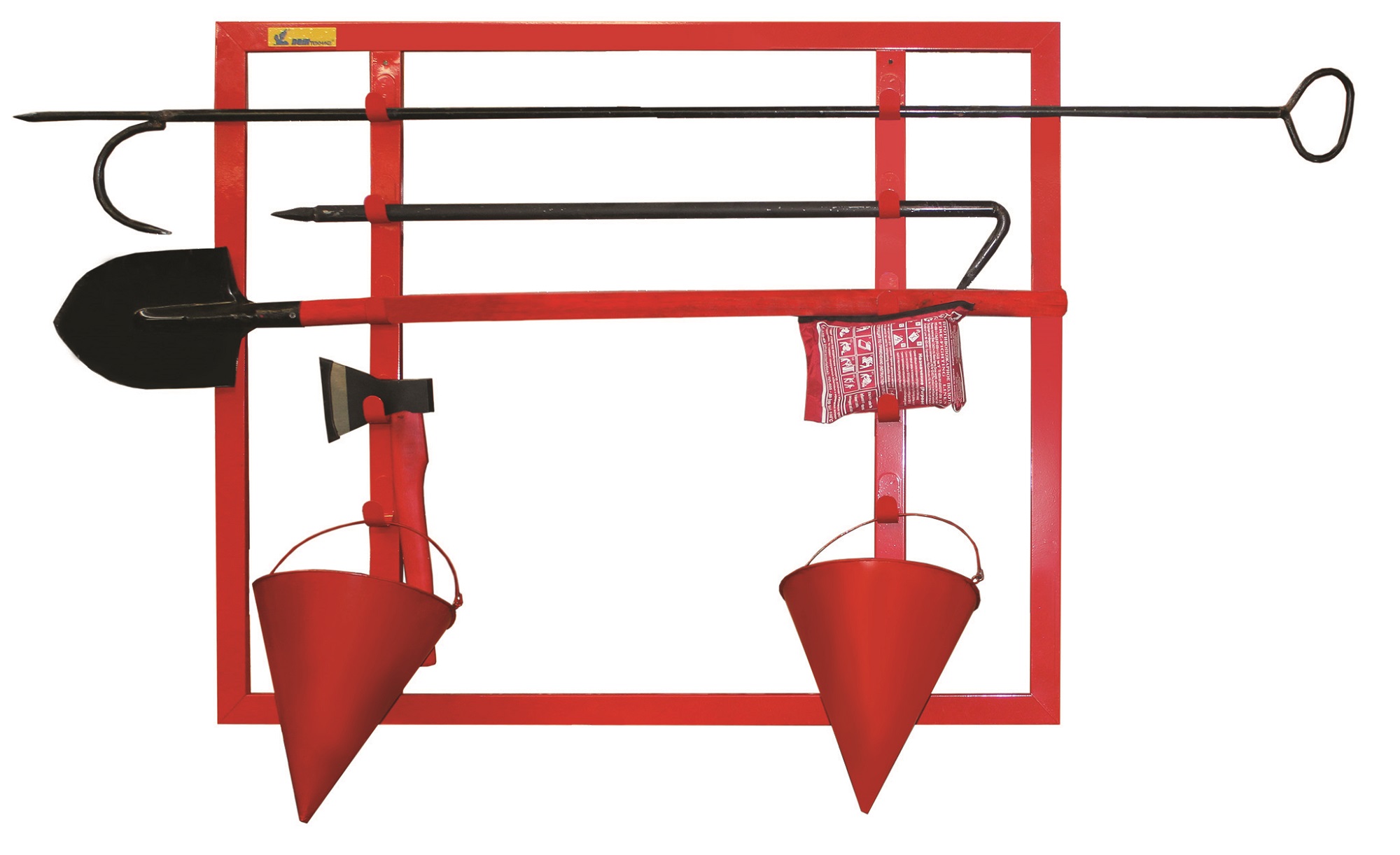 Щит пожарный ЩПО-К открытый ПРЕСТИЖ укомлектованный (багор, 2 ведра, лом, лопата штыковая, топор, ПП-600)