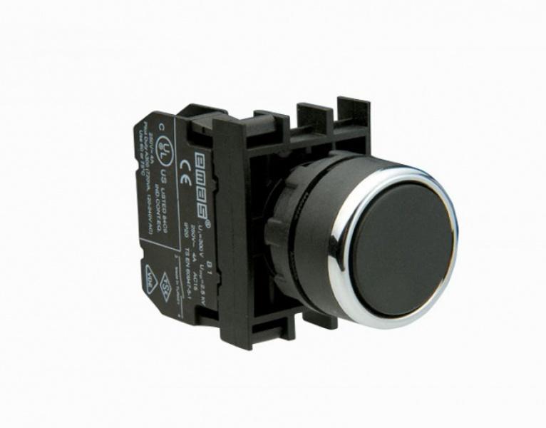 Кнопка 1НО, чёрный цвет, серия B,250В AC, 4А, IP50
