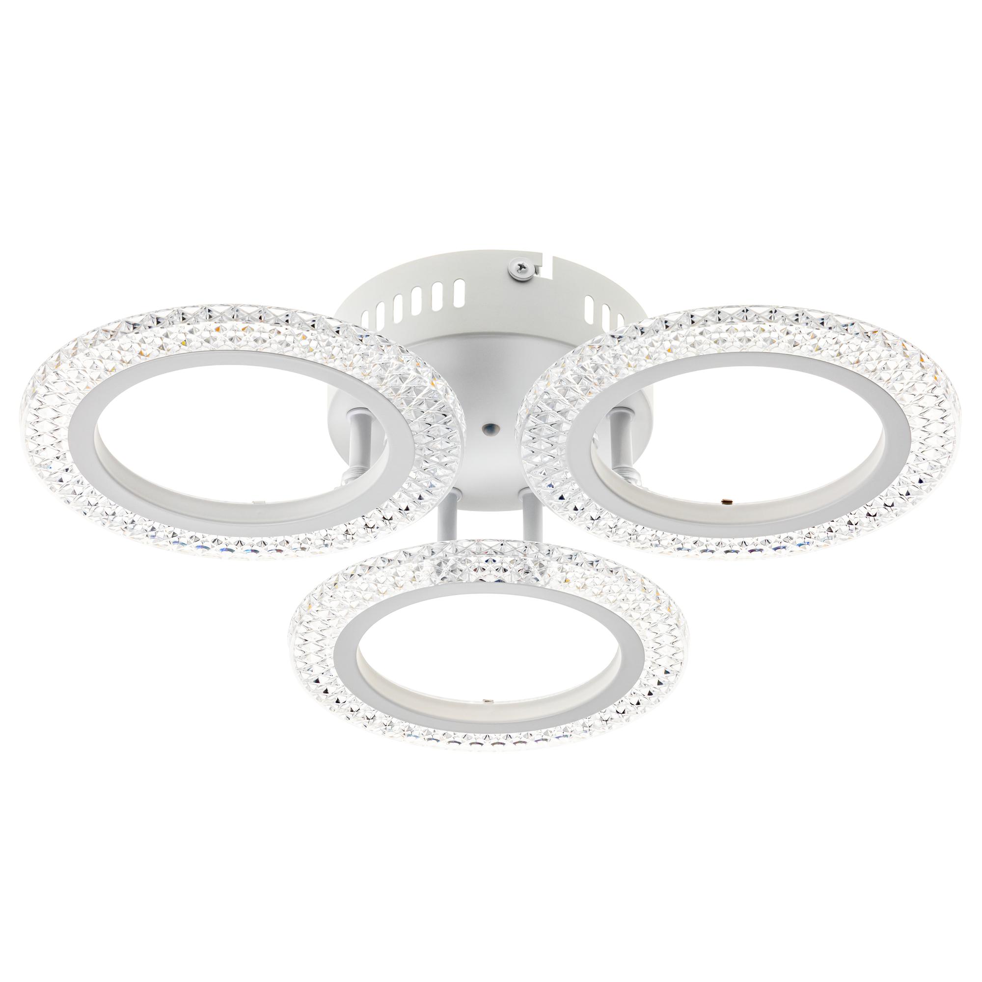 Люстра потолочная светодиодная диммируемая, RIFLESSO, с ДУ, 3 режима, 435х435х75мм, 42Вт, 2700K/4200K/6400K, 13м, белый, 52923 5, Ritter