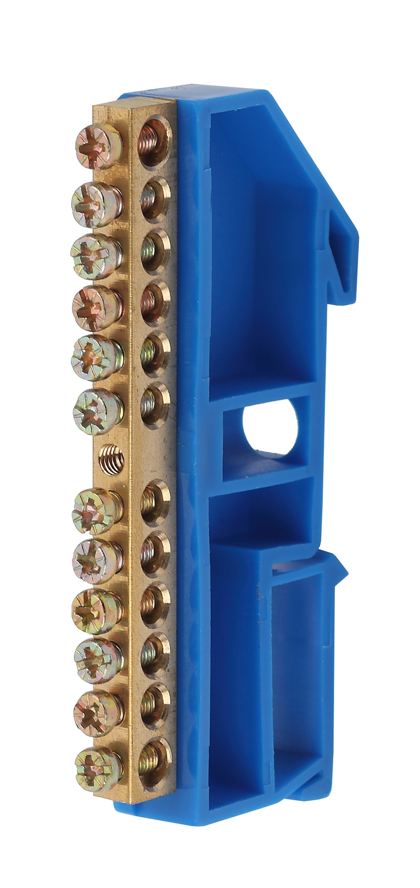 Шина NO-222-47 N ноль на DIN-изоляторе ШНИ-6х9-12-Д-синий