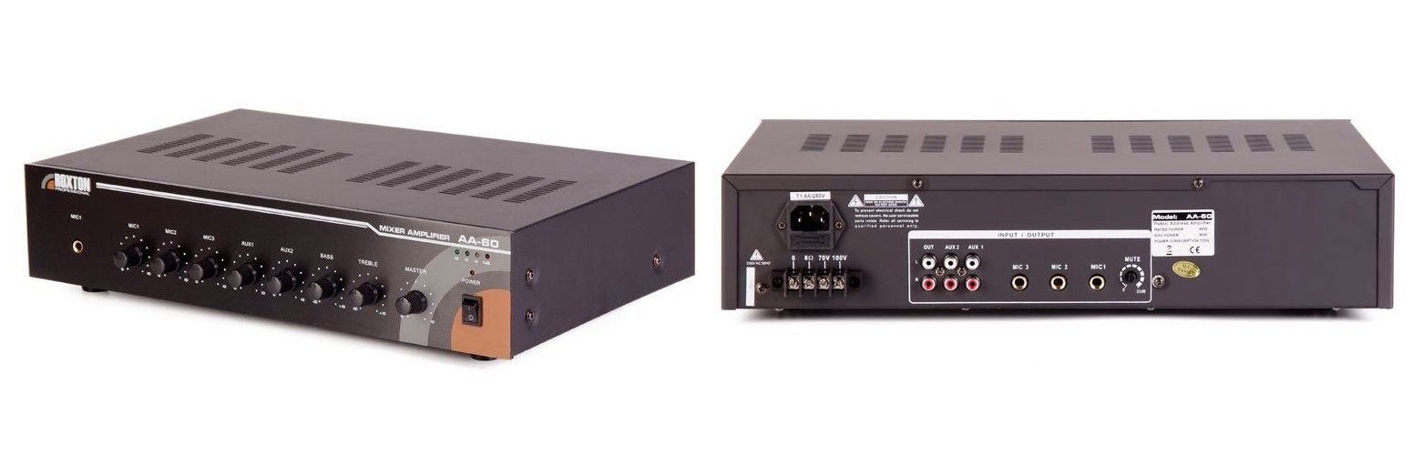 Усилитель 60 Вт, 3 микр./2 лин. входа