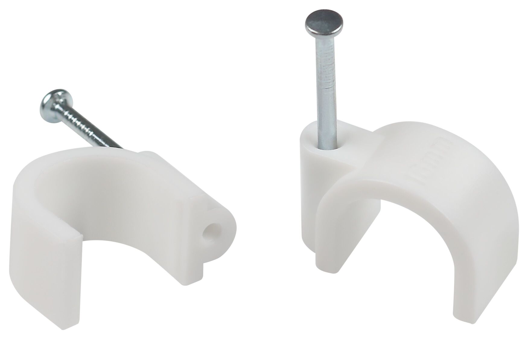 Скоба пластиковая крепежная круглая 10 мм белая NO-224-572 (50 шт/уп)