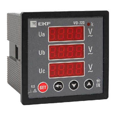 Вольтметр цифровой VD-723 на панель (72х72) трехфазный PROxima