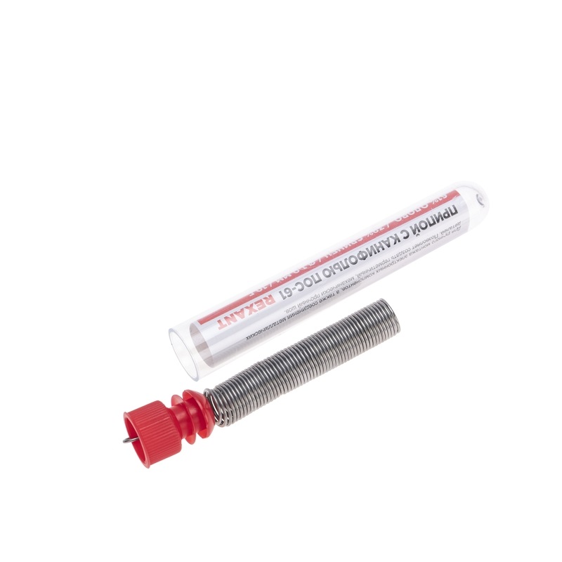 Припой с канифолью ПОС-61, 10 г, 1.0 мм, (олово 61%, свинец 39%), REXANT