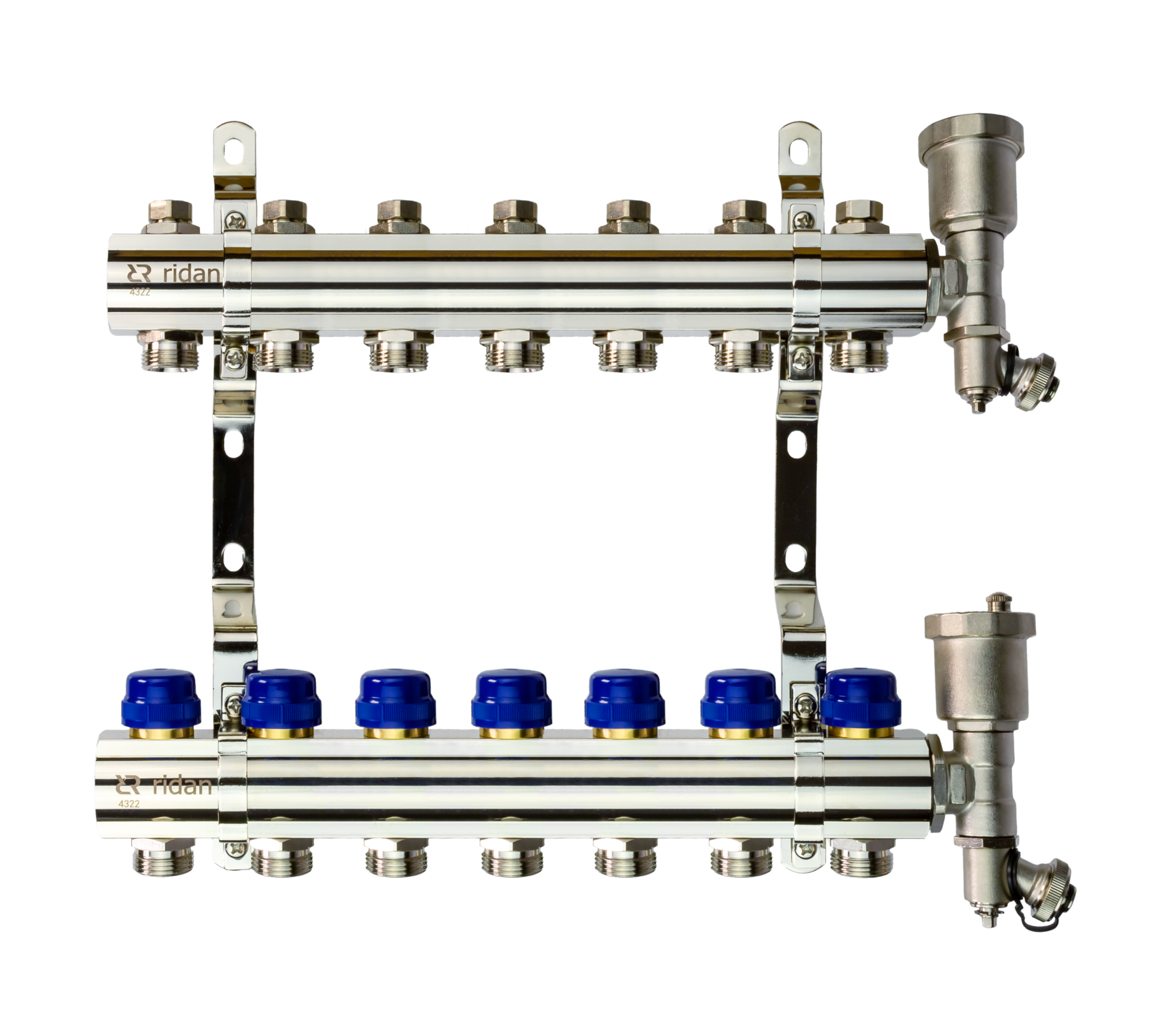 Коллекторная группа FHF-7R set 7 контуров 1' х 3/4' c воздухоотводчиками и кронштейнами