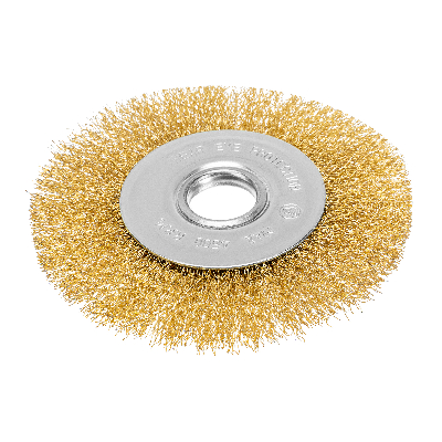 Щетка для УШМ, 125 мм, посадка 22,2 мм, плоская, латунированная витая проволока