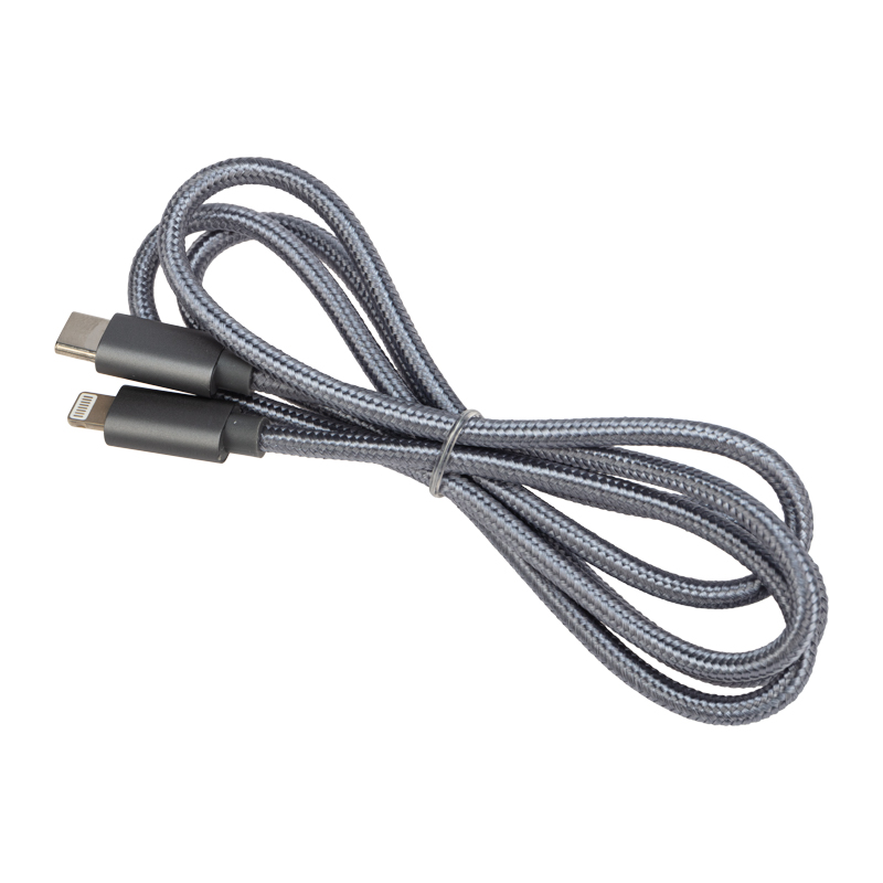 Кабель Type-C - Lightning PD, 1m, nylon, gray, 18-1826,