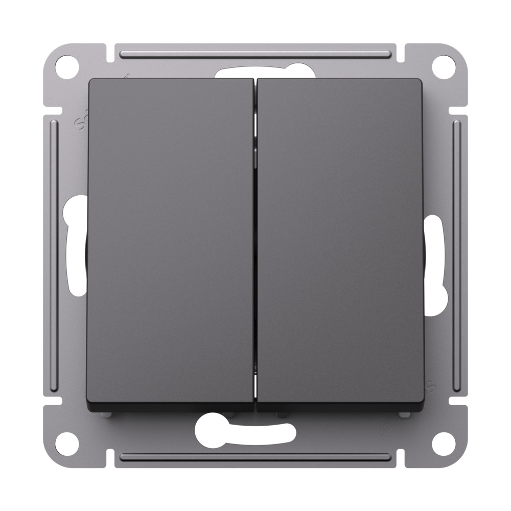 ATLASDESIGN 2-клавишный переключатель, перекрестный, 2 x сх. 7, 10АХ, механизм, БАЗАЛЬТ