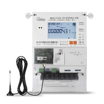 Счётчик электроэнергии трехфазный НЕВА СТ414 139 BCSPIO22-G3E 63 регион с антенной AM918G3L300R174SM