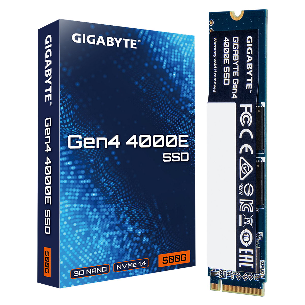 Накопитель SSD M.2 2280 500GB Gigabyte Gen4 4000E, PCIe 4.0 x4, NVMe 1.4, 3600/3000 Мб/с