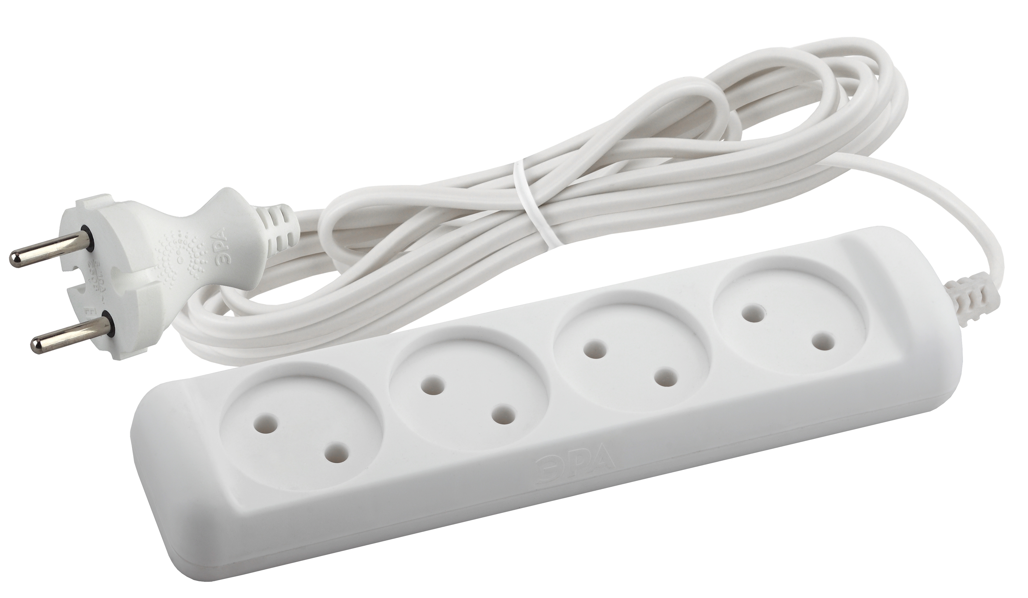 Удлинитель электрический без заземления 4 розетки 3м ШВВП 2x0,75мм2 6А UX-4-3m ЭРА