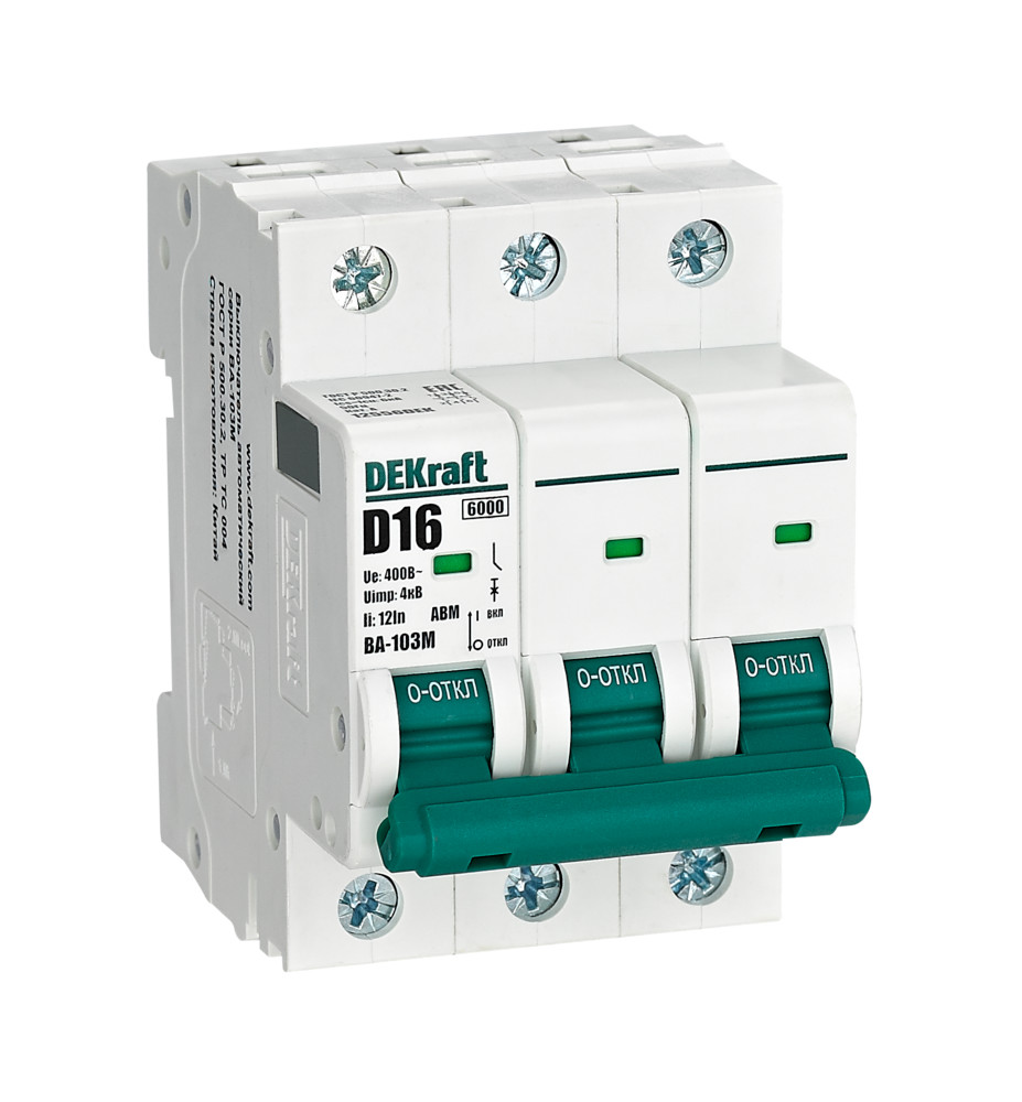 Выключатель автоматический 3P 16А  D 6кА ВА-103M
