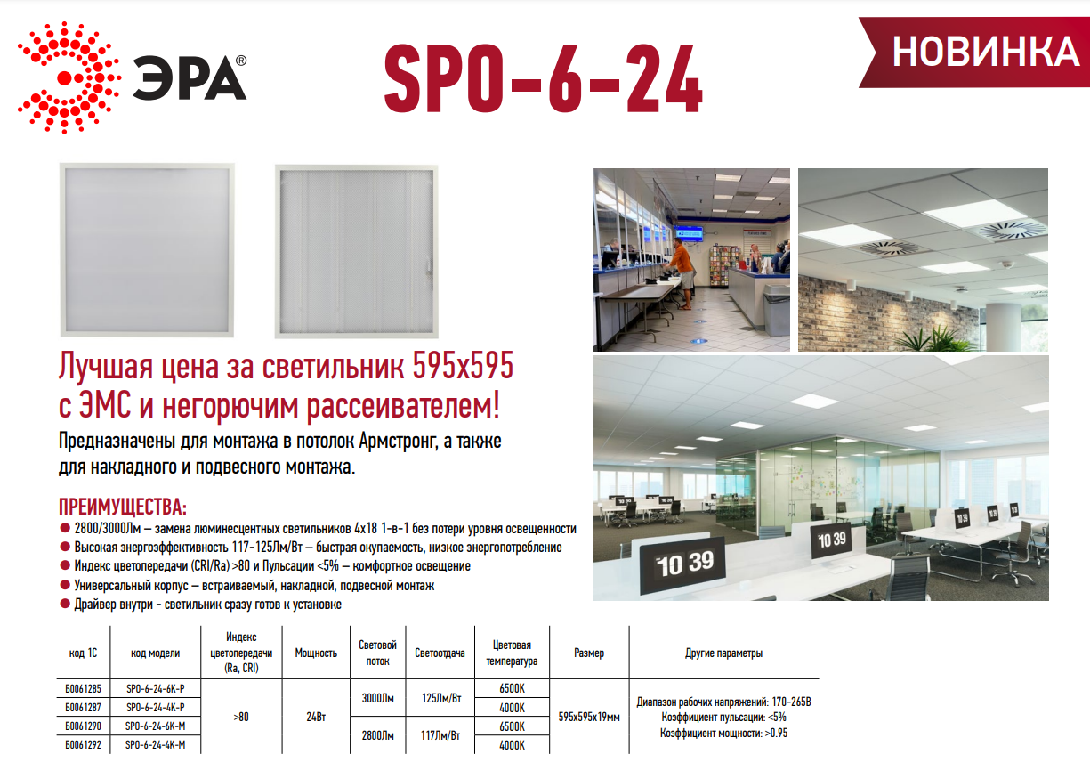 ЭРА расширила линейку офисных светильников SPO-6