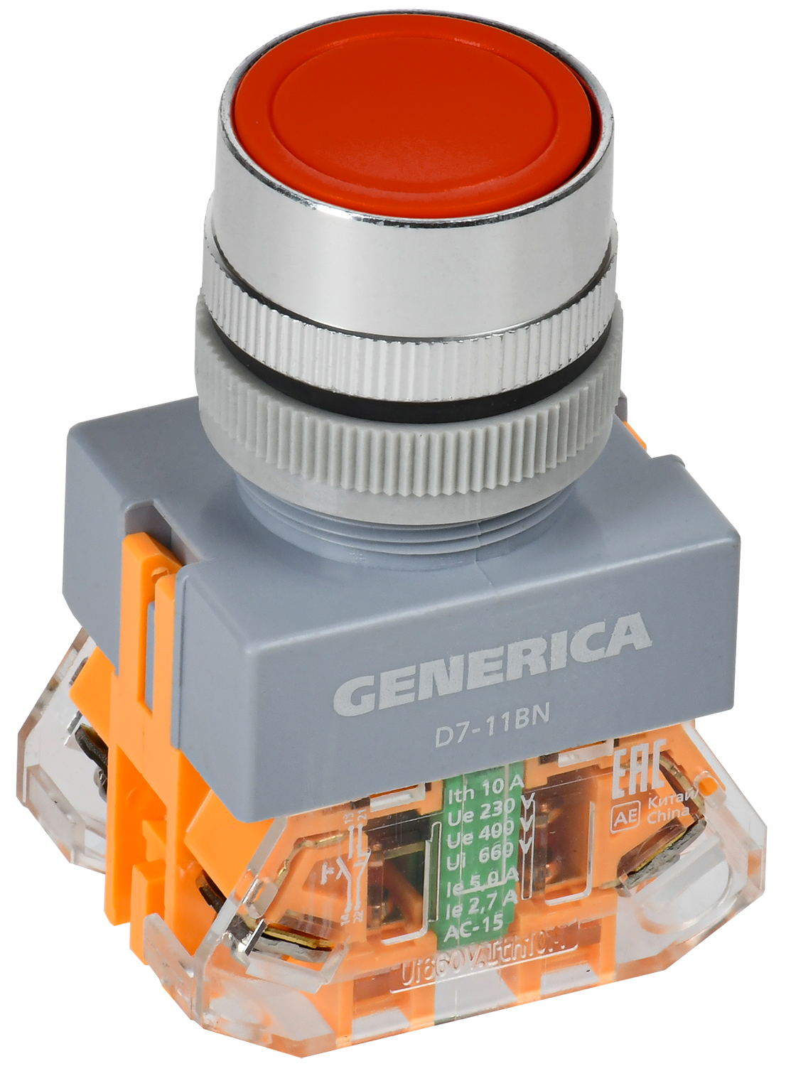 Кнопка D7-11BN d=22мм 1з+1р кр. GENERICA