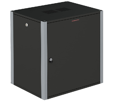 Шкаф телекоммуникационный настенный 19' 12U дверь металл IP20. 600x600x585mm(ШхГхВ) цвет черный(RAL 9004/RAL7000)