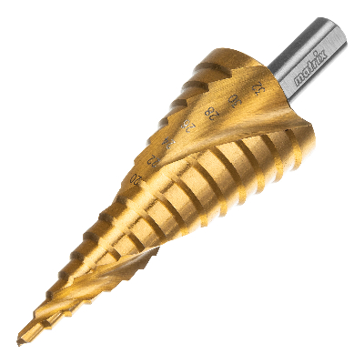 Сверло ступенчатое,4-6-8-10-12-14-16-18-20-22-24-26-28-30-32 мм,HSS,спирал.проф.,трехгр.хв.