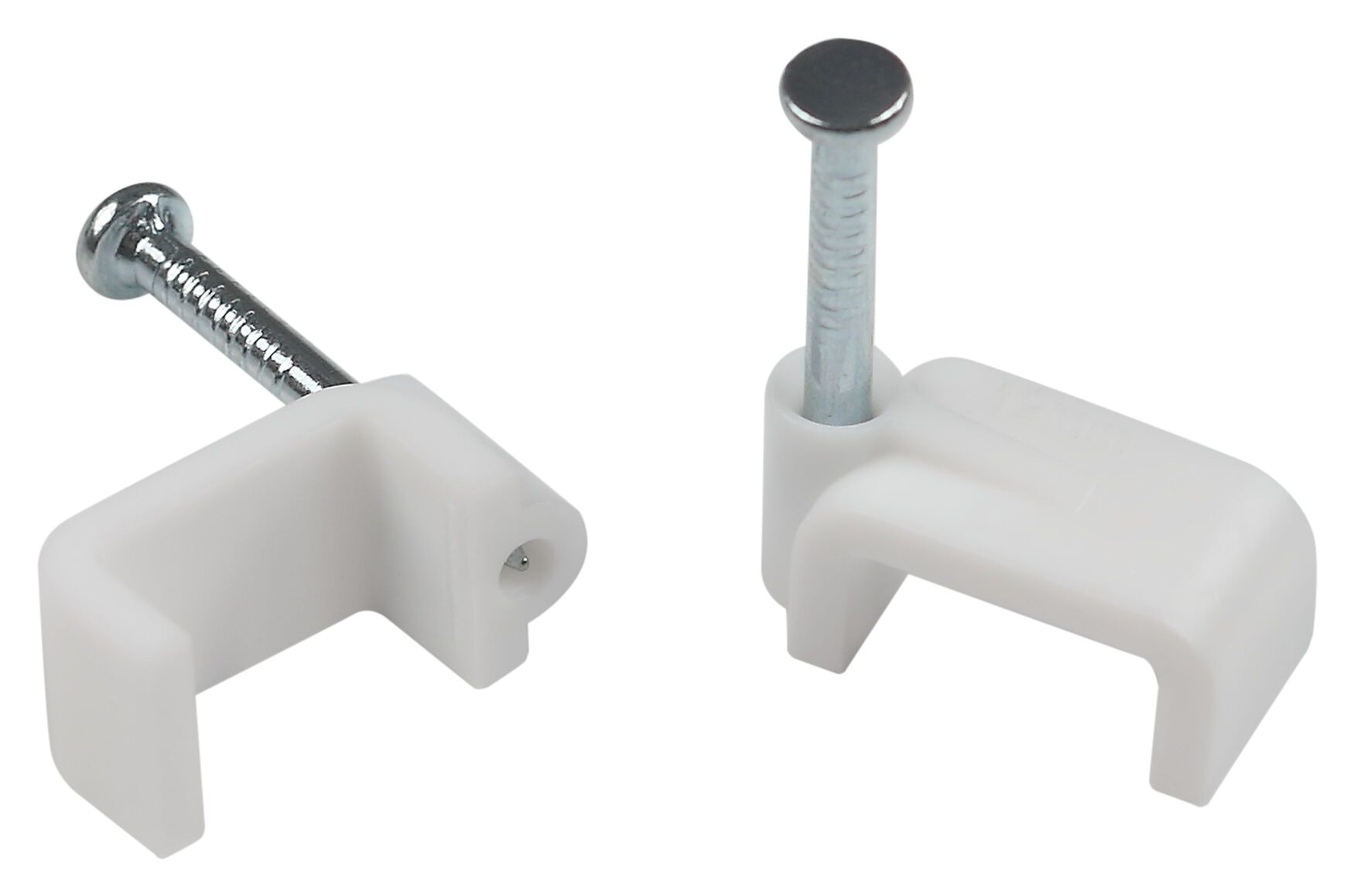 Скоба пластиковая крепежная плоская 14 мм белая NO-224-588 (50 шт/уп)