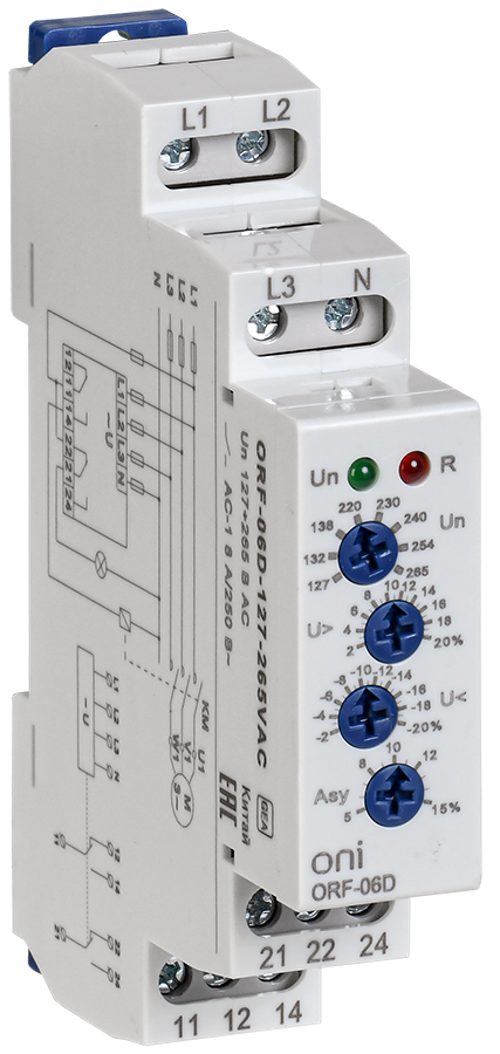 Реле фаз ORF-06D 3ф. 2 конт. 127-265В AC с контр нейтр.