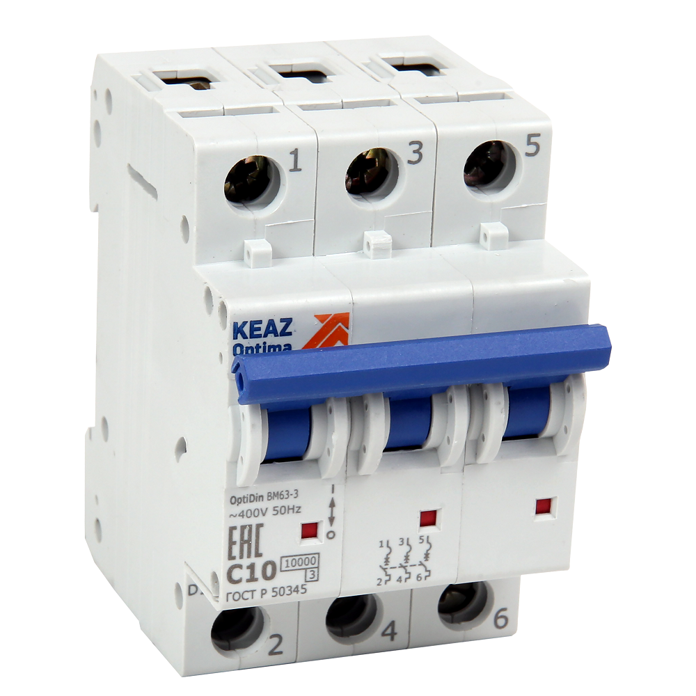 Выключатель автоматический трехполюсный 20А С ВМ63 6кА