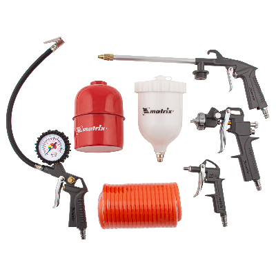 Набор пневмоинструмента, 5 предметов, быстросъемное соед., краскорасп. с верхним бачком