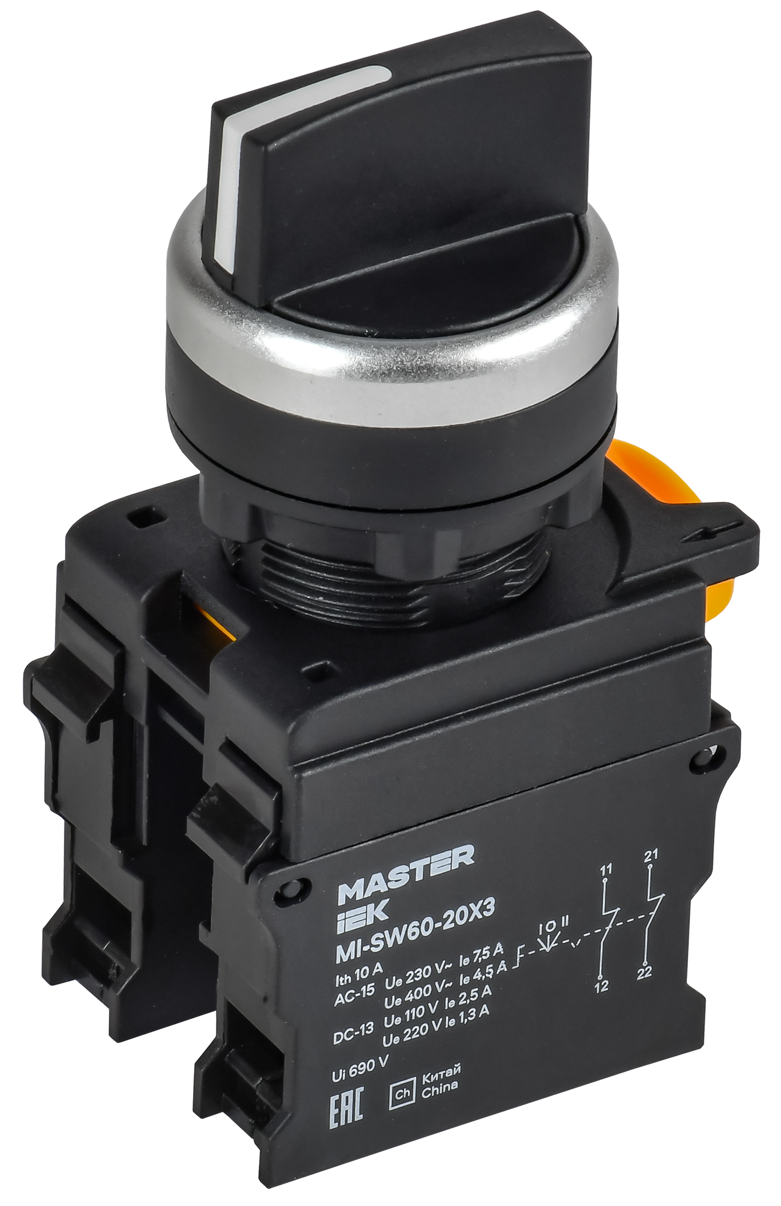 Переключатель 3 положения 2NO чёрный MASTER IEK