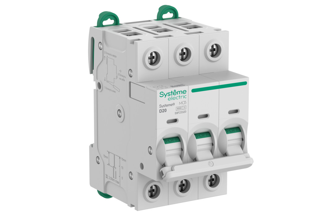 Автоматический выключатель (АВ) D 20A 3P 6kA 400В Systeme9