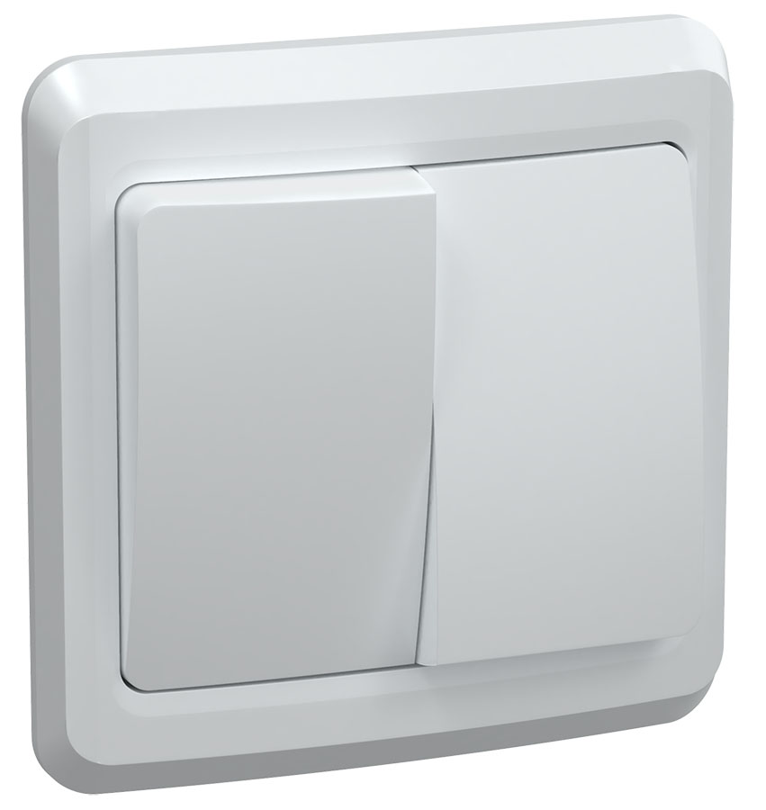 Выключатель ВС10-2-0-ВБ двухклавишный 10А ВЕГА белый