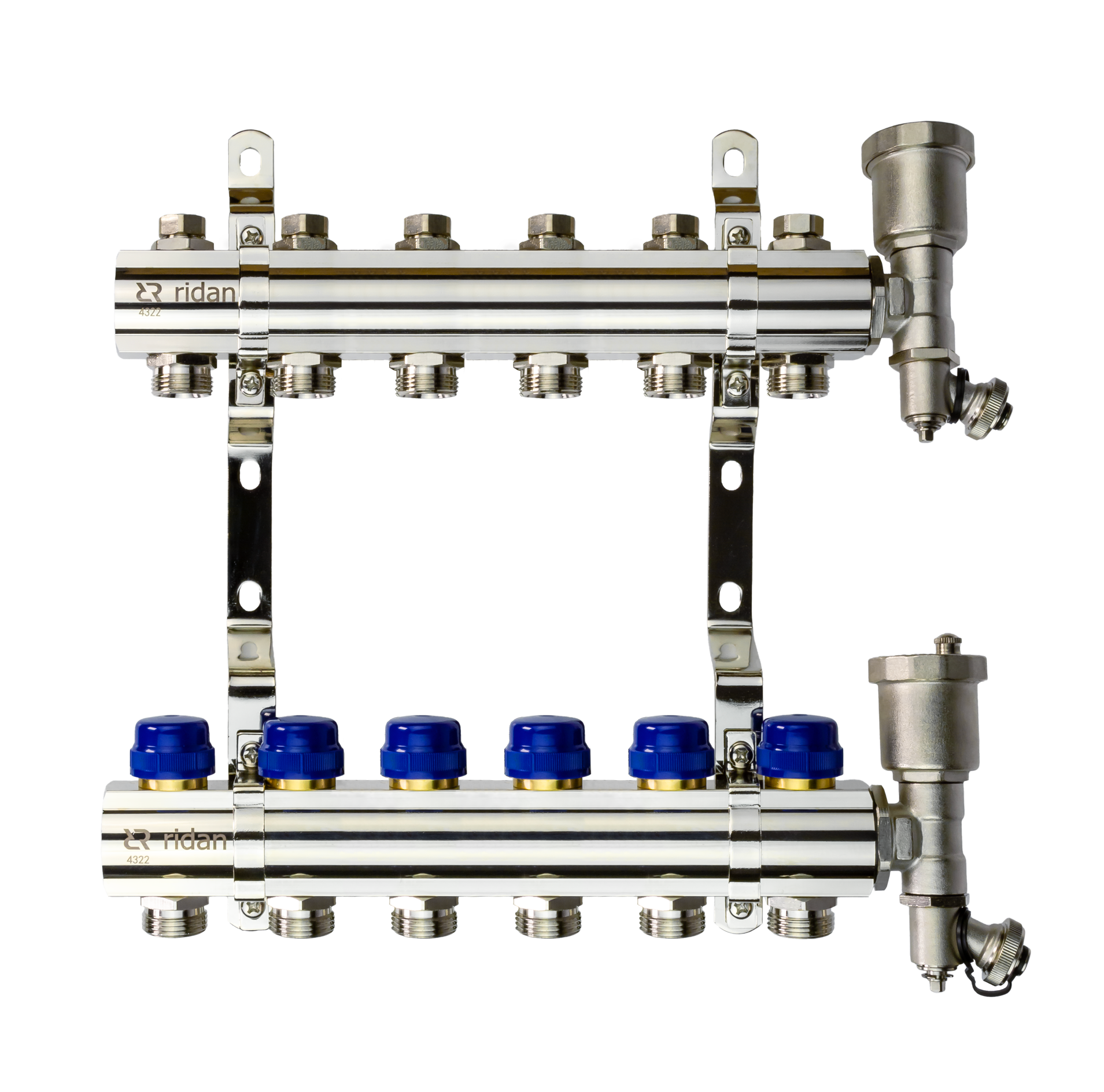Коллекторная группа FHF-6R set 6 контуров 1' х 3/4' c воздухоотводчиками и кронштейнами