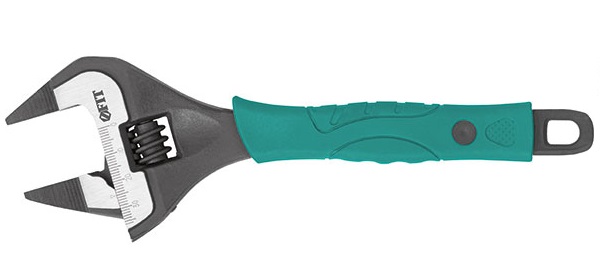 Ключ разводной ''Карат'', CrV, обточенные узкие губки, шкала, увелич.захват, прорезин.ручка 200 мм ( 39 мм )