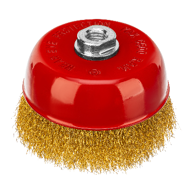 Щетка для УШМ, 125 мм, М14, чашка, латунированная витая проволока