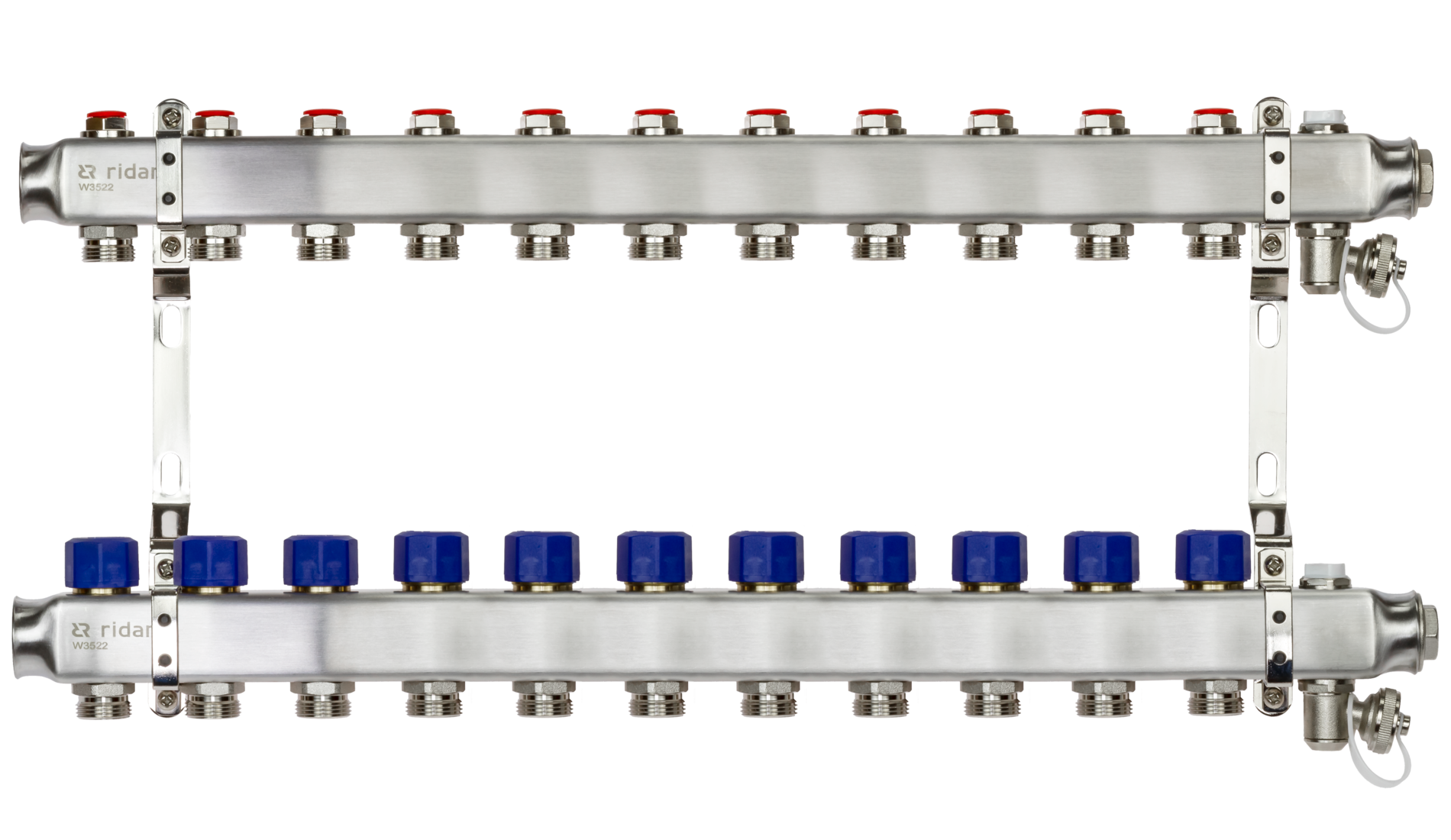 Коллекторная группа SSM-11R set 11 контуров 1' x 3/4' с термостатическими клапанами и кронштейнами
