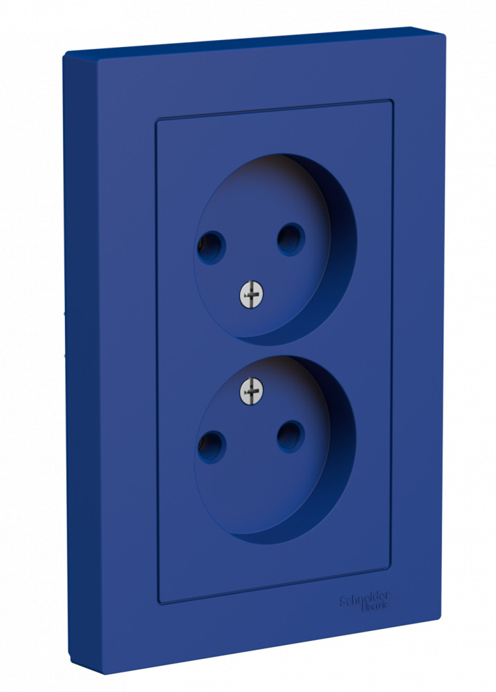 ATLASDESIGN РОЗЕТКА двойная без заземления,16А, в сборе, АКВАМАРИН