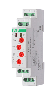 Реле контроля фаз и напряжения CKF-318-1 трехфазное регулируемое, переключение выбора режимов, крепление на DIN-рейку